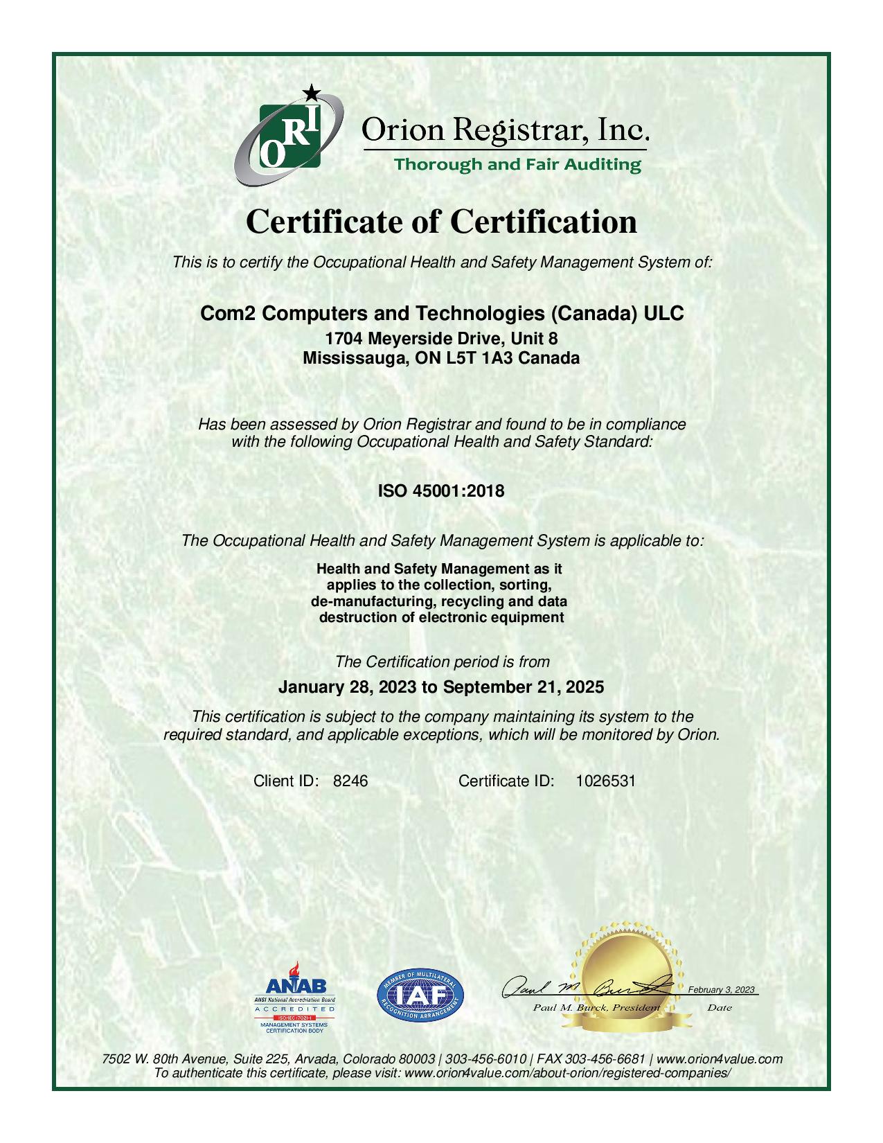 certificate